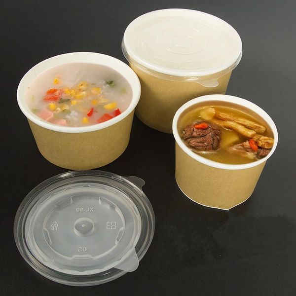 disposable cups & straws 50pcs thicken round soup bucket 260ml 440ml 530ml kraft paper food salad dessert package with covers
disposable cups & straws 50pcs thicken round soup bucket 260ml 440ml 530ml kraft paper food salad dessert package with covers