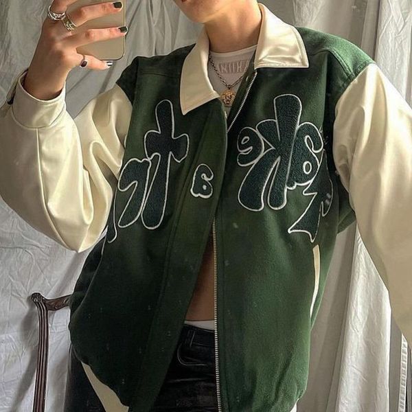 women's jackets take a trip bomber jacket women green contrast sleeve pu leather coat outerwear letter applique female autumn baseball, Black;brown
women's jackets take a trip bomber jacket women green contrast sleeve pu leather coat outerwear letter applique female autumn baseball, Black;brown