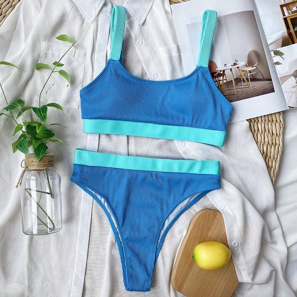women's swimwear high waist bikinis 2021 swimsuits women splicing biquini beachwear sports ribbed bathing suits, White;black
women's swimwear high waist bikinis 2021 swimsuits women splicing biquini beachwear sports ribbed bathing suits, White;black