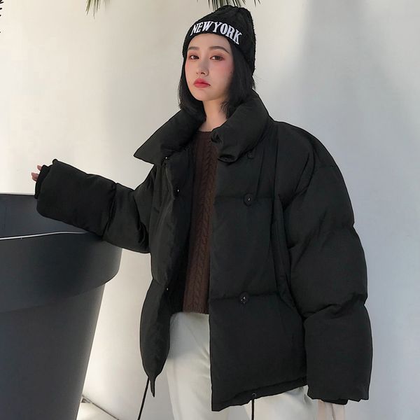 loose women's jackets for winter korean style solid woman parkas bread jacket stand collar thick cotton, Black
loose women's jackets for winter korean style solid woman parkas bread jacket stand collar thick cotton, Black