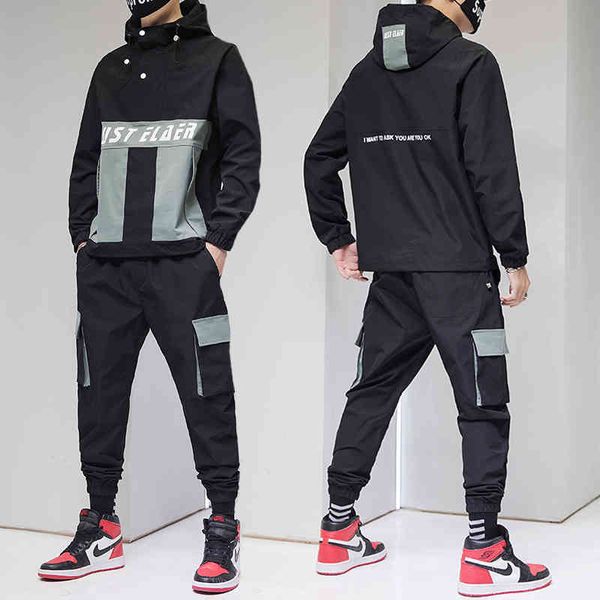 tracksuits mens pullover streetwear hooded tracksuit 2 pieces sets jackets and cargo loose fitness pants hip hop jacket, Gray
tracksuits mens pullover streetwear hooded tracksuit 2 pieces sets jackets and cargo loose fitness pants hip hop jacket, Gray