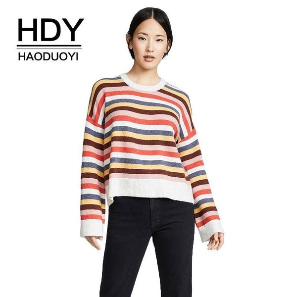 women's sweaters hdy haoduoyi 2021 fashion arrivals european american style simple commuter witty ladies stripes fit, White;black
women's sweaters hdy haoduoyi 2021 fashion arrivals european american style simple commuter witty ladies stripes fit, White;black