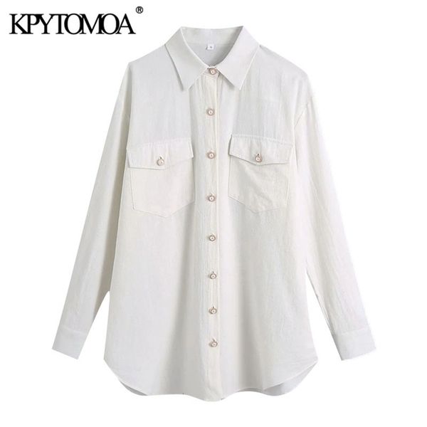 women fashion with pearl buttons loose blouses long sleeve pockets female shirts blusas chic 210420, White
women fashion with pearl buttons loose blouses long sleeve pockets female shirts blusas chic 210420, White