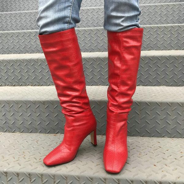boots 2021 crocodile print leather knee high women luxury square toe heels shoes winter red green blue black brown
boots 2021 crocodile print leather knee high women luxury square toe heels shoes winter red green blue black brown