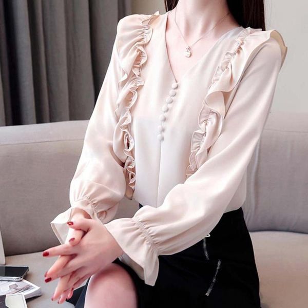 women's blouses & shirts elegant solid color ruffles chiffon blouse for women 2021 autumn lantern sleeve v neck shirt #15, White
women's blouses & shirts elegant solid color ruffles chiffon blouse for women 2021 autumn lantern sleeve v neck shirt #15, White