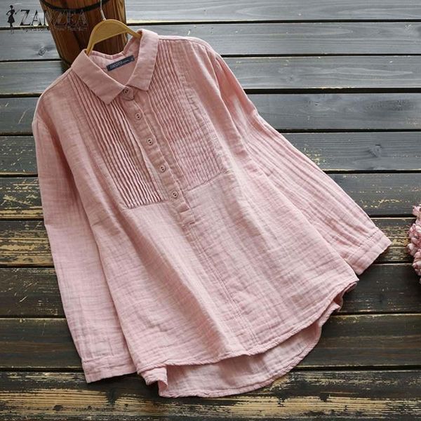 women's blouses & shirts zanzea spring cotton linen casual lapel neck long sleeve pleated blouse women robe femme solid blusas chemise, White
women's blouses & shirts zanzea spring cotton linen casual lapel neck long sleeve pleated blouse women robe femme solid blusas chemise, White