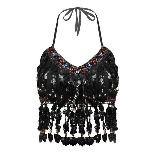 stage wear women belly halter crop rhinestone padded bra lace-up shell tassel latin dance performance clothing, Black;red
stage wear women belly halter crop rhinestone padded bra lace-up shell tassel latin dance performance clothing, Black;red