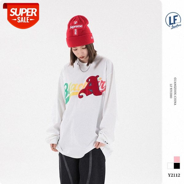 lawfoo men's flocking gradient color letter printing loose long sleeve t-shirt #kn7n, White;black
lawfoo men's flocking gradient color letter printing loose long sleeve t-shirt #kn7n, White;black