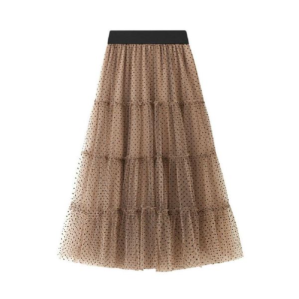 skirts women skirt polka dot flocking pleated mesh spring autumn a-line high waist long fairy, Black 
skirts women skirt polka dot flocking pleated mesh spring autumn a-line high waist long fairy, Black