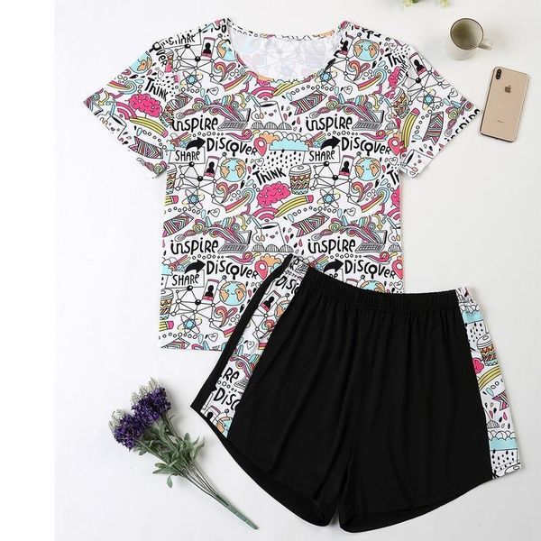 plus size polyester 4xl womens sleepwears summer nice pajama sets cartoon printing short sleeve pajamas faux silk shorts pyjamas loungewear, Black;red
plus size polyester 4xl womens sleepwears summer nice pajama sets cartoon printing short sleeve pajamas faux silk shorts pyjamas loungewear, Black;red