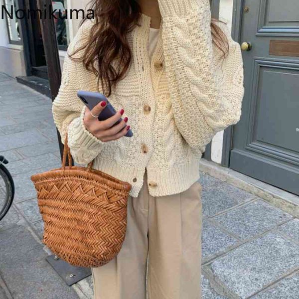 nomikuma twist pattern sweaters women korean chic single breasted long sleeve cropped cardigans loose o neck female coats 3c894 210514, White;black
nomikuma twist pattern sweaters women korean chic single breasted long sleeve cropped cardigans loose o neck female coats 3c894 210514, White;black