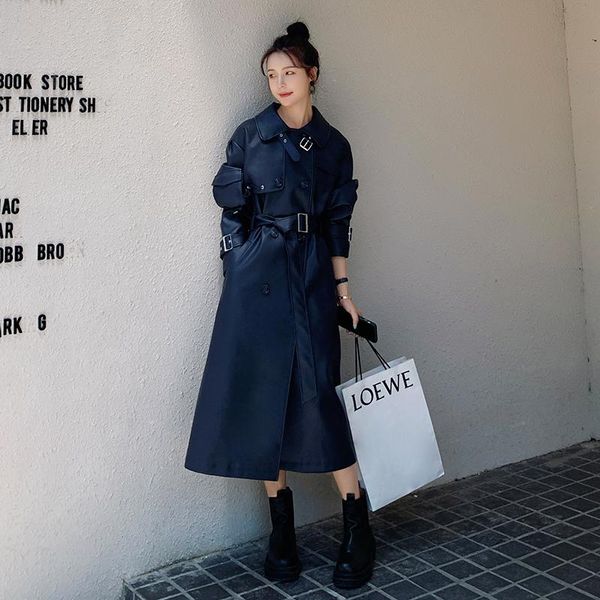 women's trench coats windbreaker female british atmosphere superior quality 2021 spring autumn loose casual over knee leather women coa, Tan;black
women's trench coats windbreaker female british atmosphere superior quality 2021 spring autumn loose casual over knee leather women coa, Tan;black