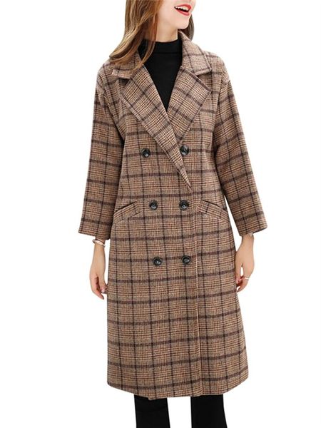 women's wool & blends korean style women long plaid blend coats autumn winter trench ladies elegant slim pockets double breasted outerw, Black
women's wool & blends korean style women long plaid blend coats autumn winter trench ladies elegant slim pockets double breasted outerw, Black