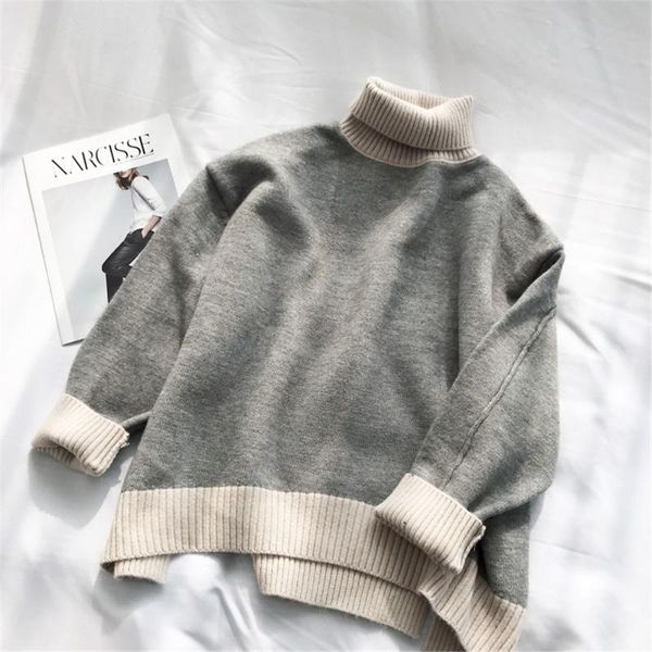 women's sweaters jumper large knitwear oversized turtleneck sweater women loose pullovers winter thick warm knit high neck color block, White;black
women's sweaters jumper large knitwear oversized turtleneck sweater women loose pullovers winter thick warm knit high neck color block, White;black