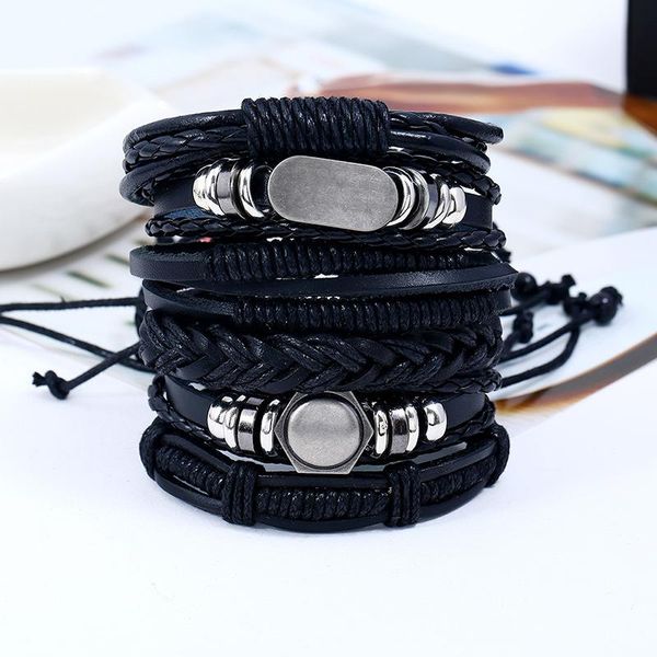 piece leather bracelet set men's jewelry vintage diy woven multilayer charm bracelets, Golden;silver
piece leather bracelet set men's jewelry vintage diy woven multilayer charm bracelets, Golden;silver