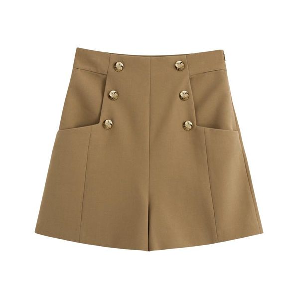 office lady shorts women fashion golden buttons short elegant pockets solid high waisted female ladies hj women's, White;black
office lady shorts women fashion golden buttons short elegant pockets solid high waisted female ladies hj women's, White;black