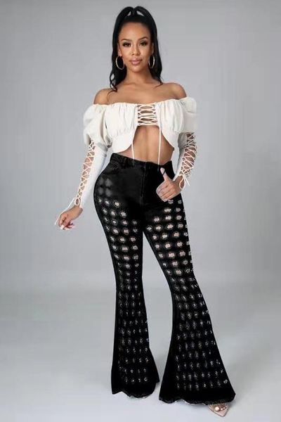 women's jeans ripped denim flare pants women bodycon black casual bell bottom trousers, Blue
women's jeans ripped denim flare pants women bodycon black casual bell bottom trousers, Blue