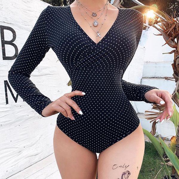 women's jumpsuits & rompers polka dot print bodysuit women deep v-neck long sleeve body suits 2021 skinny romper summer beach wear shor, Black;white
women's jumpsuits & rompers polka dot print bodysuit women deep v-neck long sleeve body suits 2021 skinny romper summer beach wear shor, Black;white