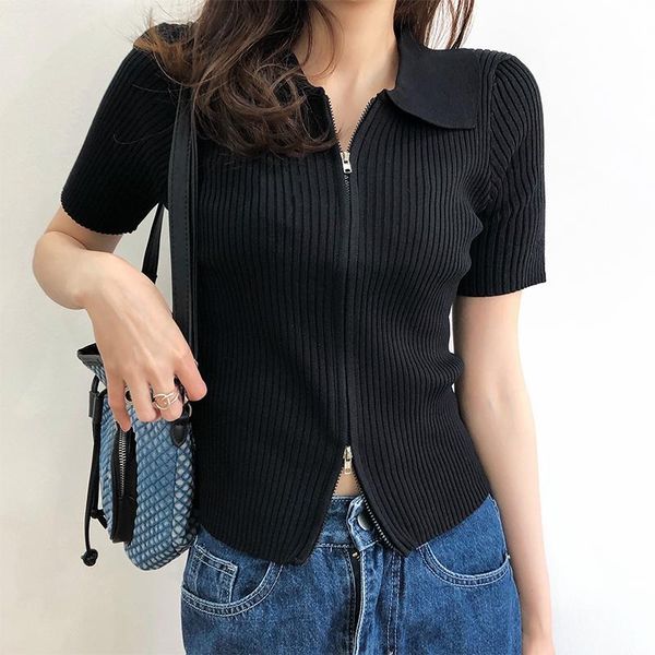 women's t-shirt heliar women shirts cropped double zipper ribbed solid cardigan holiday female y2k for, White
women's t-shirt heliar women shirts cropped double zipper ribbed solid cardigan holiday female y2k for, White