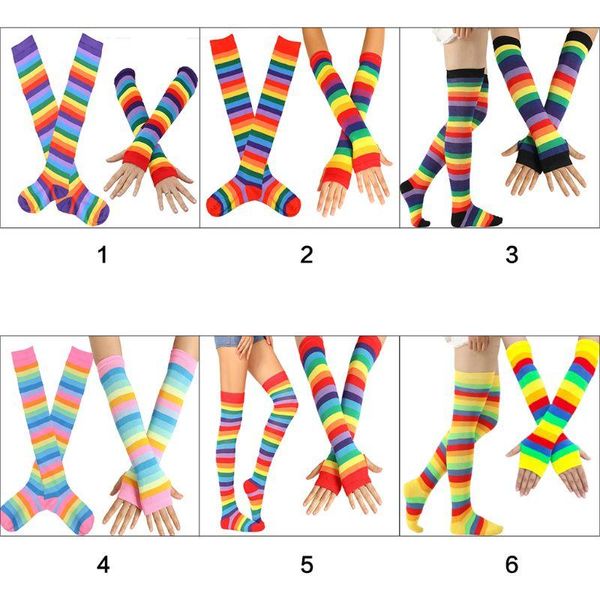 five fingers gloves womens rainbow stripes over knee thigh high socks arm warmer fingerless set fancy dress cosplay masquerade party costume, Blue;gray
five fingers gloves womens rainbow stripes over knee thigh high socks arm warmer fingerless set fancy dress cosplay masquerade party costume, Blue;gray