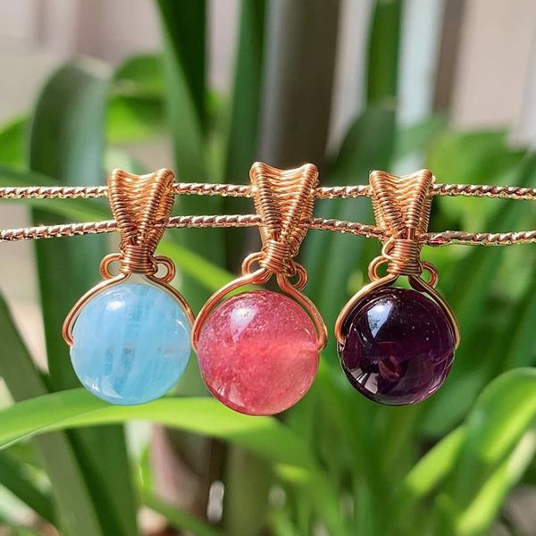 pendant necklaces healing jewelry natural gems stone for necklace wire wrapped round ball amethysts blue quartz pink crystal women, Silver
pendant necklaces healing jewelry natural gems stone for necklace wire wrapped round ball amethysts blue quartz pink crystal women, Silver