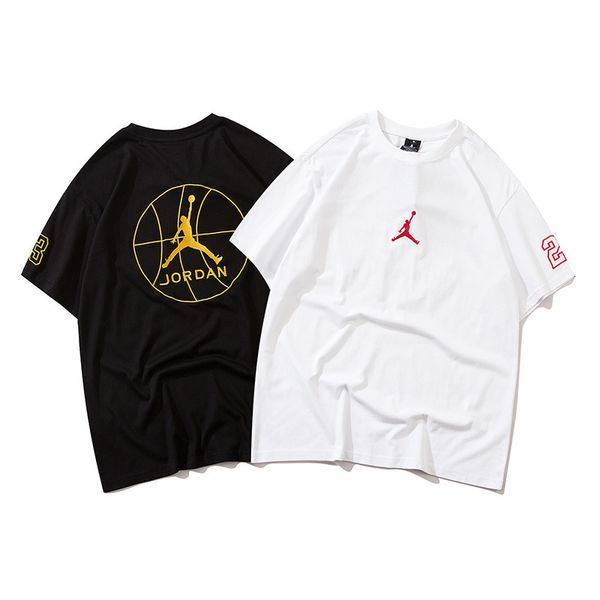 fashion t shirt brand summer style jumpman back gold line dunk embroidery academy short sleeves for male and female students, White;black
fashion t shirt brand summer style jumpman back gold line dunk embroidery academy short sleeves for male and female students, White;black