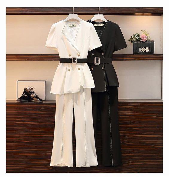 women's two piece pants office lasdy chic suit pants set two-piece ensemble femme survetement year-old female costume clothes for women, White
women's two piece pants office lasdy chic suit pants set two-piece ensemble femme survetement year-old female costume clothes for women, White