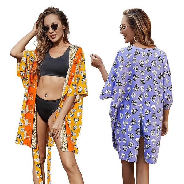 women's swimwear women summer swimsuit cover girls leopard floral print lace-up half sleeves sun-proof smock beachwear mini dress saida, White;black
women's swimwear women summer swimsuit cover girls leopard floral print lace-up half sleeves sun-proof smock beachwear mini dress saida, White;black