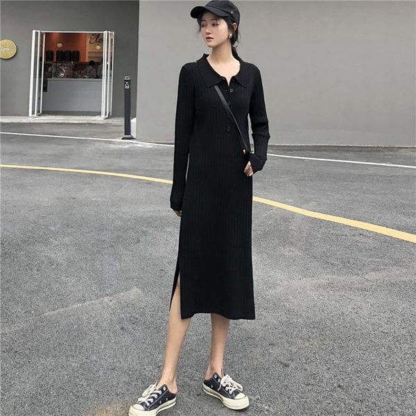 casual dresses women long maxi dress autumn ladies doll collar single breasted wind knit, Black;gray
casual dresses women long maxi dress autumn ladies doll collar single breasted wind knit, Black;gray