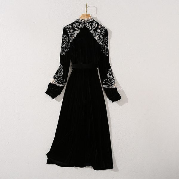 dresses vintage autumn winter runway designer women stand neck luxurious golden embroidery beading belt long sleeve es, Black;gray
dresses vintage autumn winter runway designer women stand neck luxurious golden embroidery beading belt long sleeve es, Black;gray