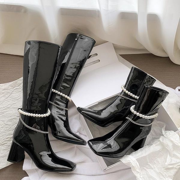 boots fashion women cow leather knee-high string bead square toe high heels casual zip shoes woman 2021 winter autumn, Black
boots fashion women cow leather knee-high string bead square toe high heels casual zip shoes woman 2021 winter autumn, Black