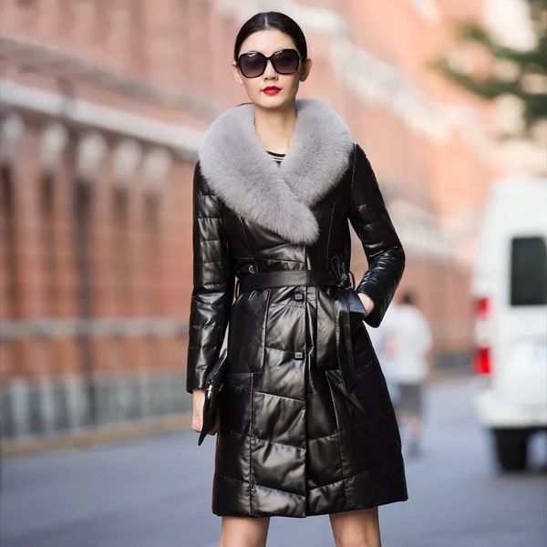 jackets woman coats long 100% natural big fox fur collar fashion sheepskin leather windbreaker down female jackets, Black;brown
jackets woman coats long 100% natural big fox fur collar fashion sheepskin leather windbreaker down female jackets, Black;brown
