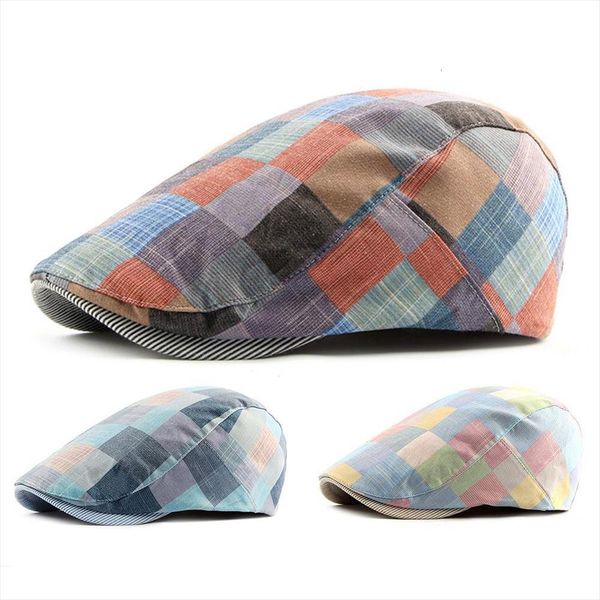 fashion men women plaid cotton newsboy hat flat cap adjustable beret with visor sun cabbie berets, Blue;gray
fashion men women plaid cotton newsboy hat flat cap adjustable beret with visor sun cabbie berets, Blue;gray
