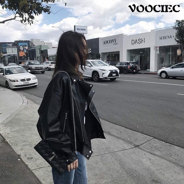 women's jackets fashion leather coat spring autumn period loose fit harajuku style street jacket versatile zipper top, Black;brown
women's jackets fashion leather coat spring autumn period loose fit harajuku style street jacket versatile zipper top, Black;brown