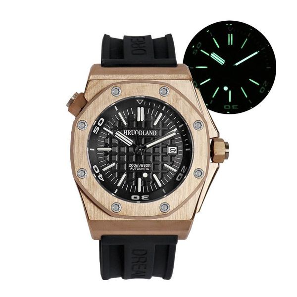 wristwatches hruodland bronze watch miyota 9015 movement sapphire crystal rubber band diving 200m waterproof c1 green luminous, Slivery;brown
wristwatches hruodland bronze watch miyota 9015 movement sapphire crystal rubber band diving 200m waterproof c1 green luminous, Slivery;brown