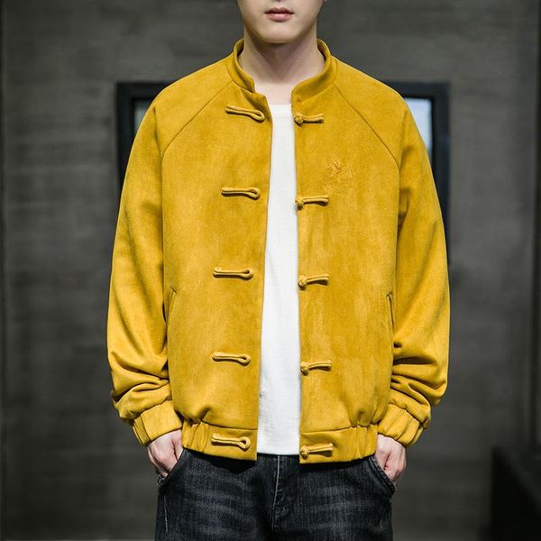men's jackets 2021 autumn winter chinese style simple solid color embroidery jacket casual plus size loose wild men, Black;brown
men's jackets 2021 autumn winter chinese style simple solid color embroidery jacket casual plus size loose wild men, Black;brown