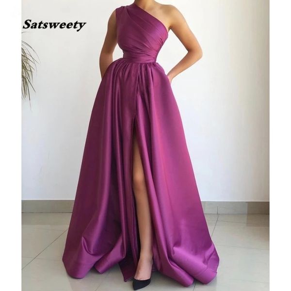 prom dresses purple one shoulder a-line side slit satin pleated evening gowns with zipper back vestidos de fiesta noche, Black
prom dresses purple one shoulder a-line side slit satin pleated evening gowns with zipper back vestidos de fiesta noche, Black