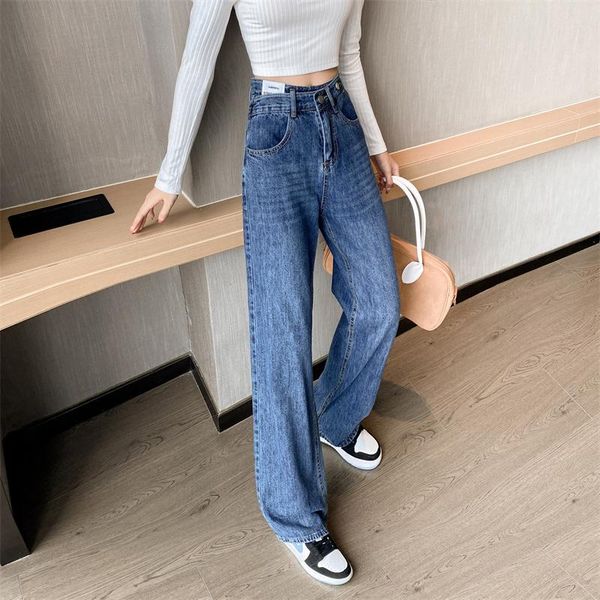 women's jeans cmaz 2021 vintage high waist straight pants for women streetwear loose female denim buttons zipper ladies trouser, Blue
women's jeans cmaz 2021 vintage high waist straight pants for women streetwear loose female denim buttons zipper ladies trouser, Blue