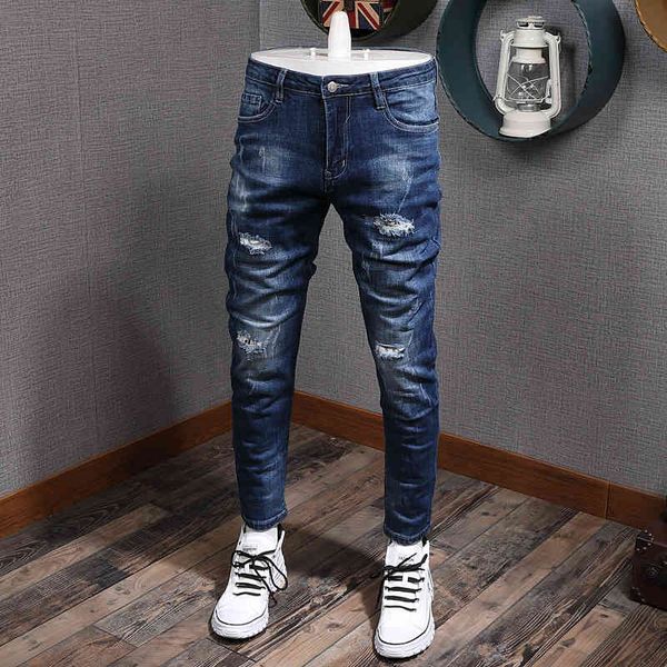 jeans newly designer fashion men jeans elastic slim fit casual ripped denim pants hombre retro dark blue streetwear hip hop trousers
jeans newly designer fashion men jeans elastic slim fit casual ripped denim pants hombre retro dark blue streetwear hip hop trousers