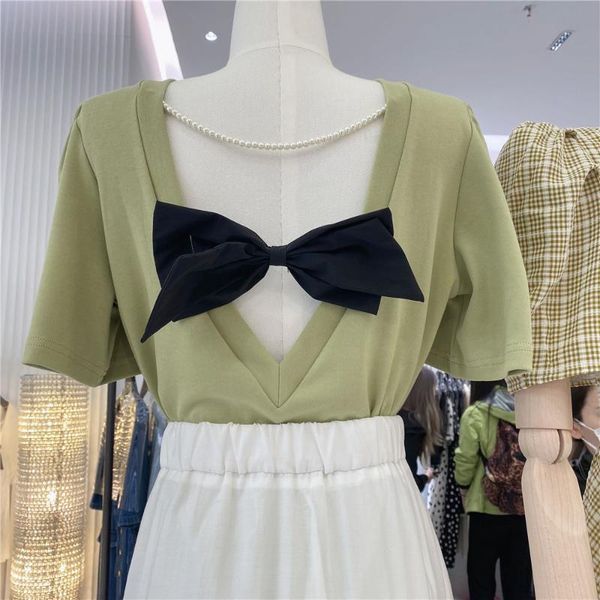 spring and summer chicc french temperament bow design halter short-sleeved loose t-shirt women women's, White
spring and summer chicc french temperament bow design halter short-sleeved loose t-shirt women women's, White