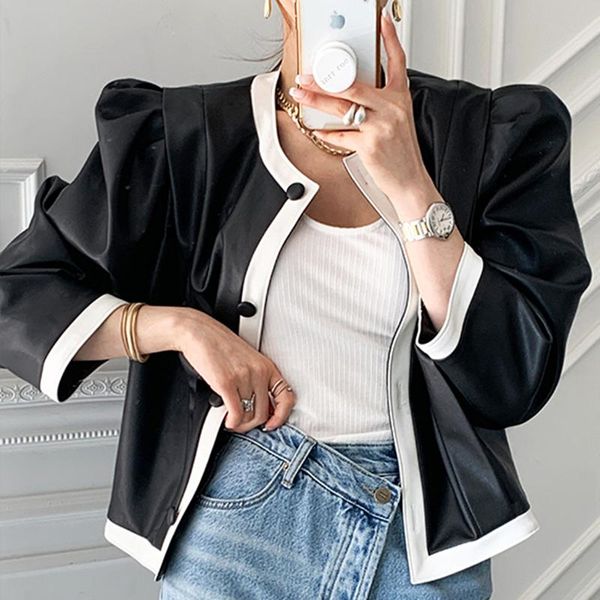 women's jackets spring autumn women pu coat n style chic single breasted long sleeve faux leather jacket vintage loose casual outerwear, Black;brown
women's jackets spring autumn women pu coat n style chic single breasted long sleeve faux leather jacket vintage loose casual outerwear, Black;brown
