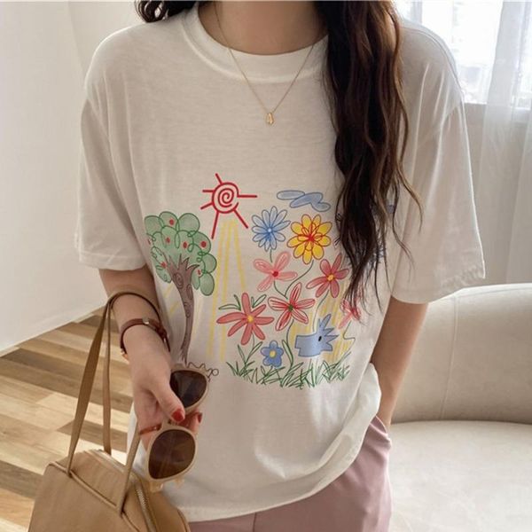 women's t-shirt hzirip 2021 graffiti printed oversize casual stylish cotton plus size all match loose chic women femme short sleeves, White
women's t-shirt hzirip 2021 graffiti printed oversize casual stylish cotton plus size all match loose chic women femme short sleeves, White