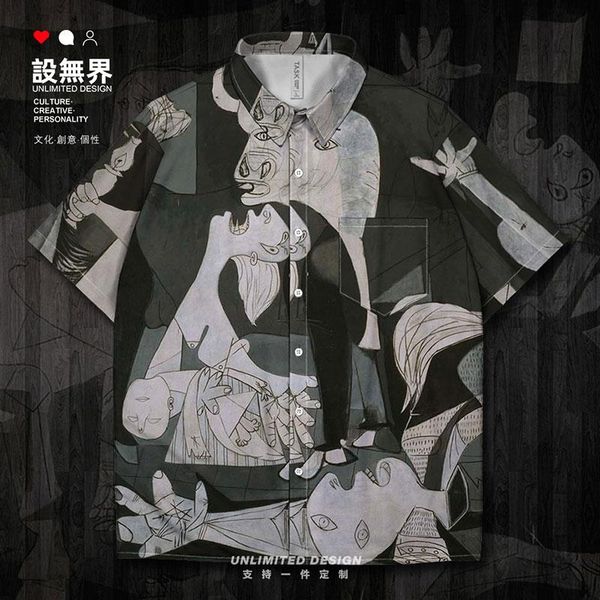 men's casual shirts world famous paintings guernica dance oil painting short-sleeved shirt collared button up trends print mens clothes, White;black
men's casual shirts world famous paintings guernica dance oil painting short-sleeved shirt collared button up trends print mens clothes, White;black