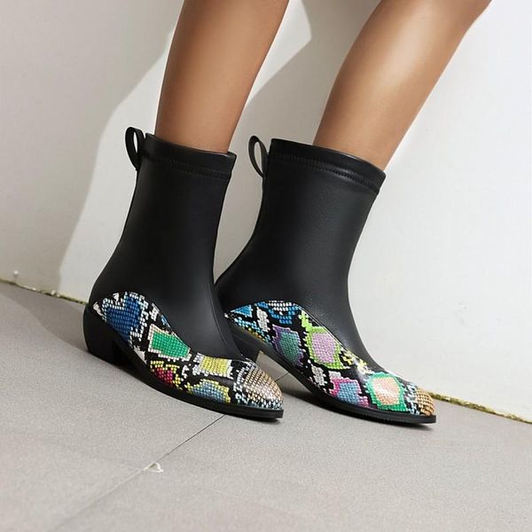 boots 2021 snake leopard print patchwork ankle women autumn winter med heel slip-on short feminine shoes women's booties, Black
boots 2021 snake leopard print patchwork ankle women autumn winter med heel slip-on short feminine shoes women's booties, Black