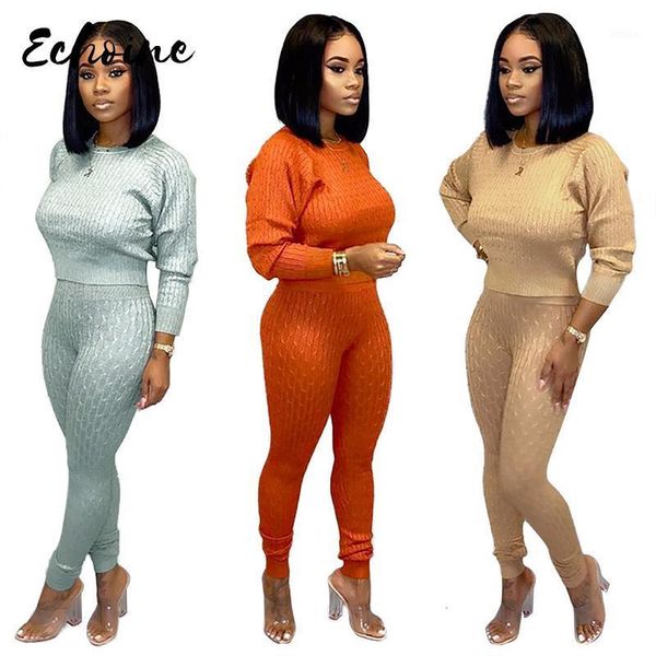 two piece dress autumn winter women set long sleeve knitting sweater pants tracksuit club sportwear orange yellow outfits, White
two piece dress autumn winter women set long sleeve knitting sweater pants tracksuit club sportwear orange yellow outfits, White