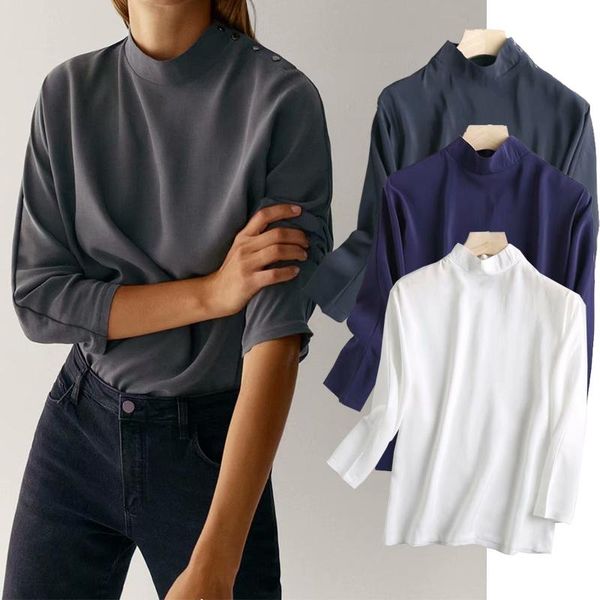 fashion women 3 color turtleneck chiffon shirt blouses long sleeve casual loose women's & shirts, White
fashion women 3 color turtleneck chiffon shirt blouses long sleeve casual loose women's & shirts, White