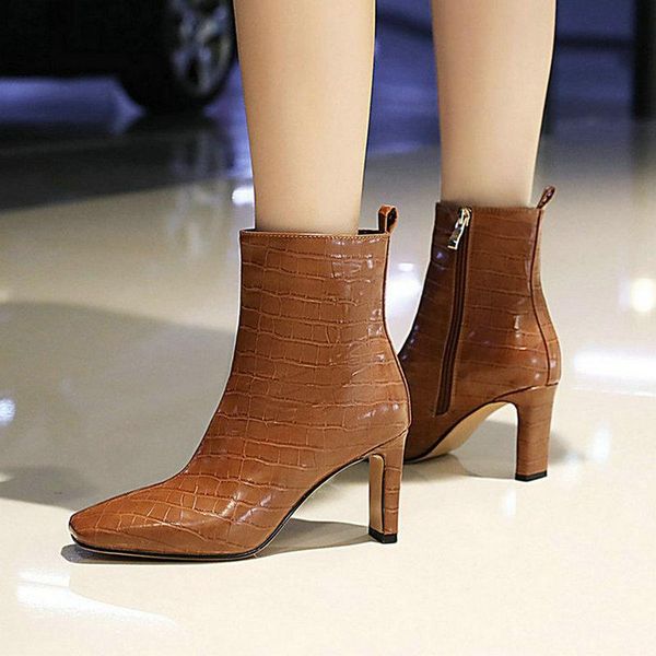 boots 2021 fashion square toe size zipper women ankle pu leather thick high heel black brown green apricot
boots 2021 fashion square toe size zipper women ankle pu leather thick high heel black brown green apricot