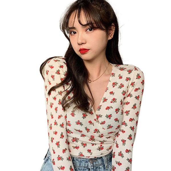 women's t-shirt 2021 women summer long sleeve bodycon knit vintage boho floral wrap bow v-neck crop korean cute camisoles top, White
women's t-shirt 2021 women summer long sleeve bodycon knit vintage boho floral wrap bow v-neck crop korean cute camisoles top, White
