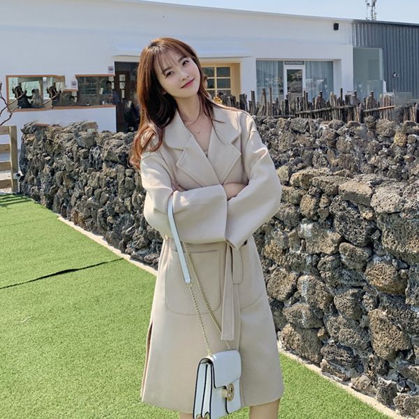 women's wool & blends winter blend coat female plus cotton section belt temperament long loose versatile ladies coats jacket l80 wsrd, Black
women's wool & blends winter blend coat female plus cotton section belt temperament long loose versatile ladies coats jacket l80 wsrd, Black