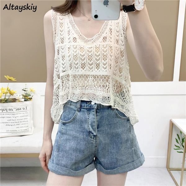 women's tanks & camis women designers elegant lady hollow out trendy girlish korean style v-neck sleeveless ulzzang female knitted crop, White
women's tanks & camis women designers elegant lady hollow out trendy girlish korean style v-neck sleeveless ulzzang female knitted crop, White